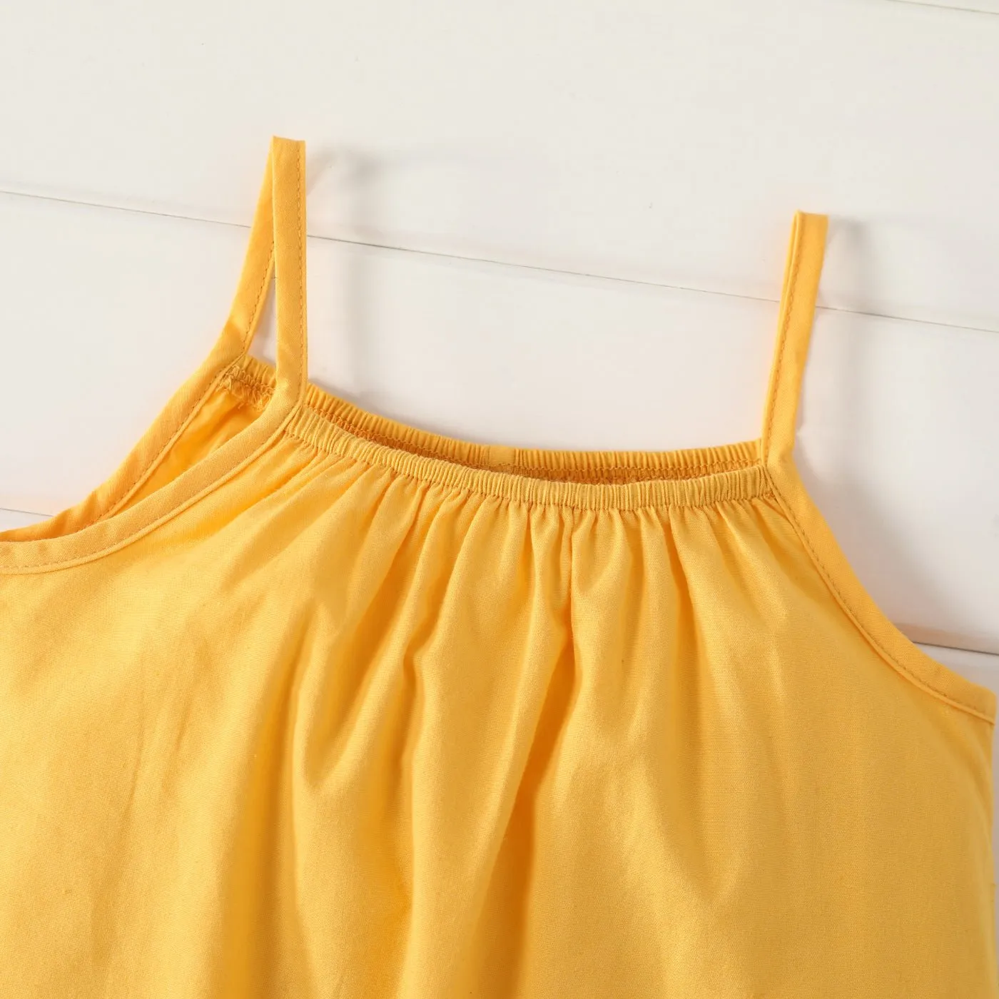 100% Cotton Baby Girl Loose-fit Solid Sleeveless Spaghetti Strap Harem Pants Overalls