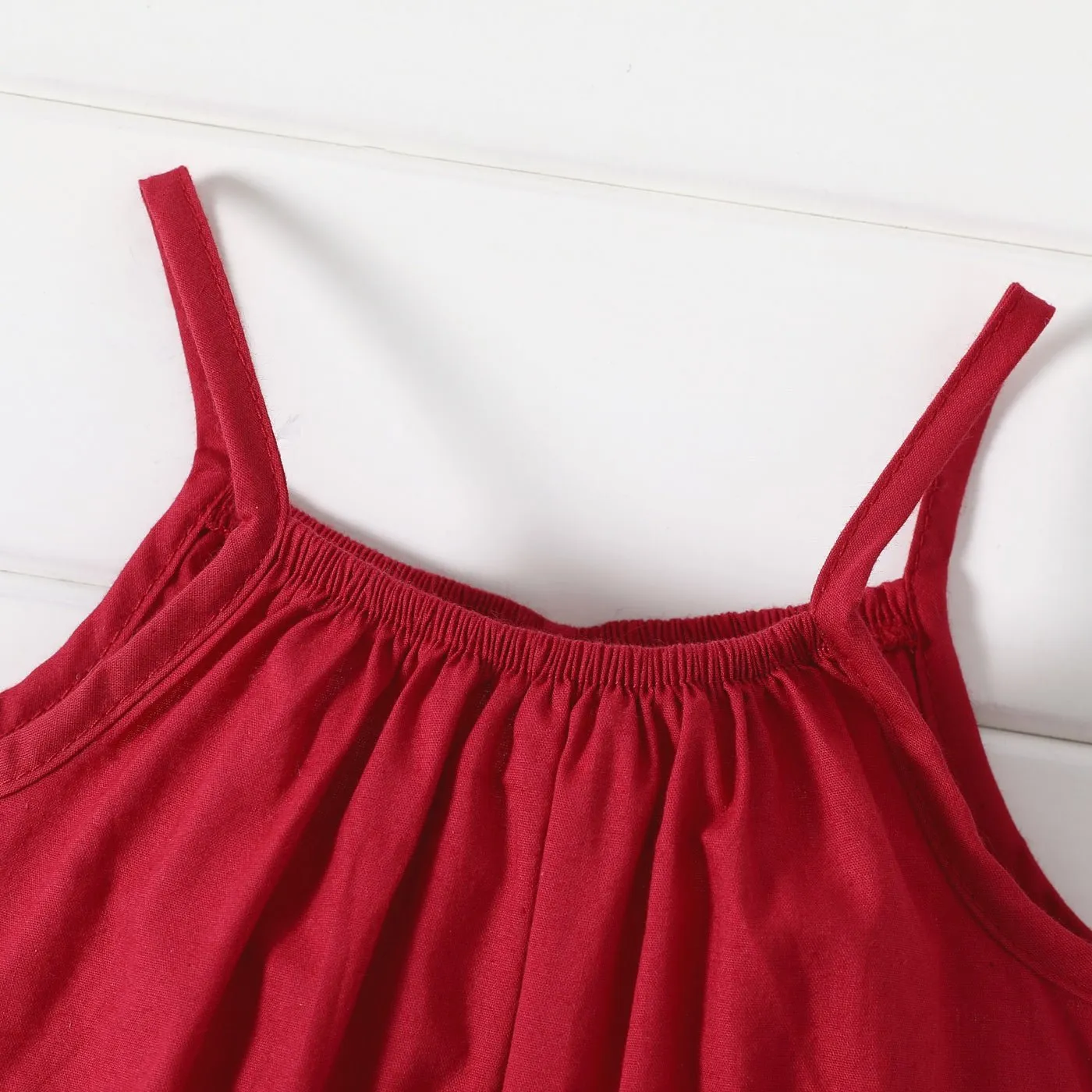 100% Cotton Baby Girl Loose-fit Solid Sleeveless Spaghetti Strap Harem Pants Overalls