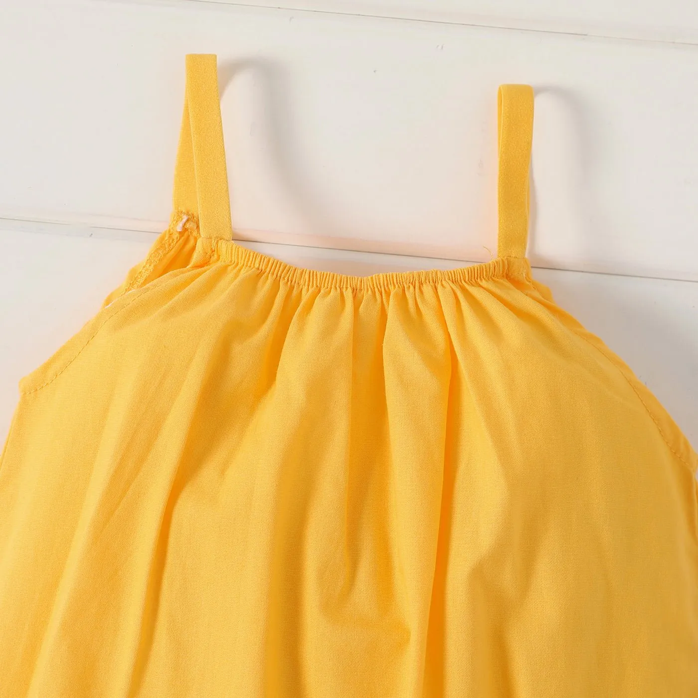 100% Cotton Baby Girl Loose-fit Solid Sleeveless Spaghetti Strap Harem Pants Overalls