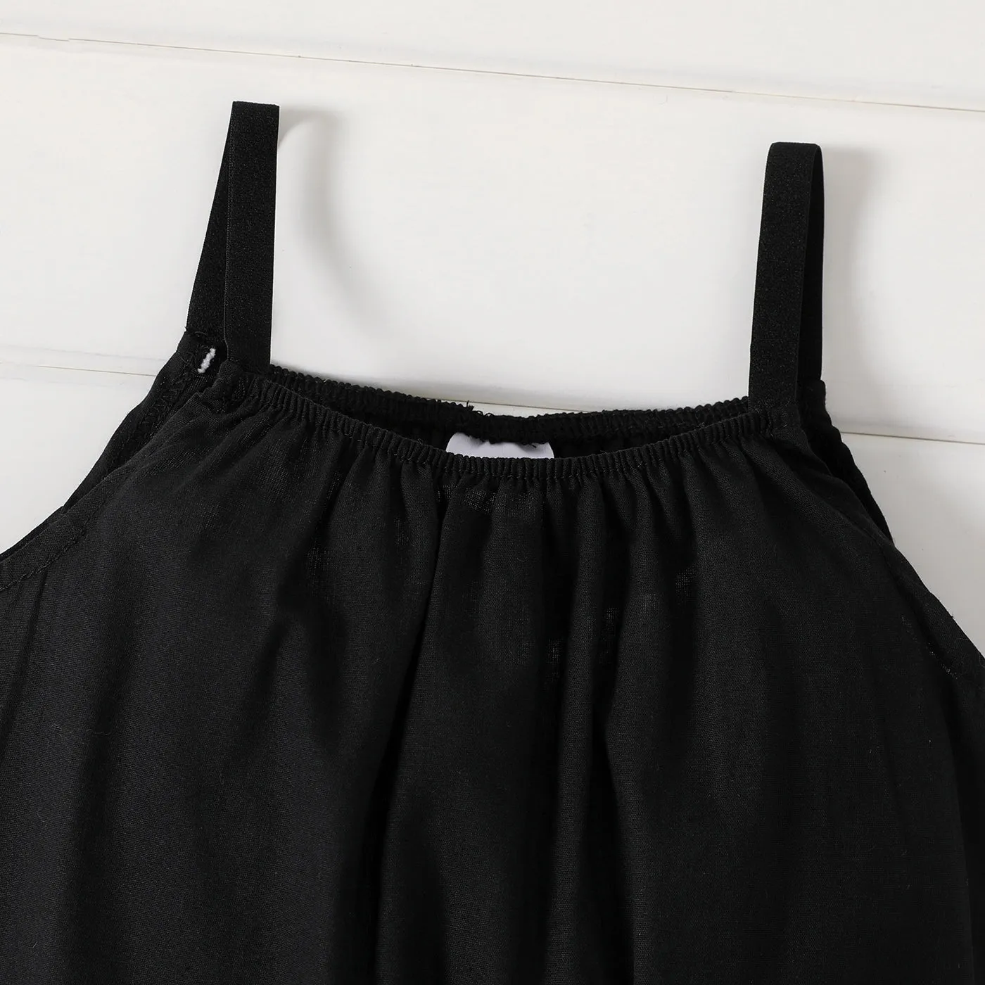 100% Cotton Baby Girl Loose-fit Solid Sleeveless Spaghetti Strap Harem Pants Overalls