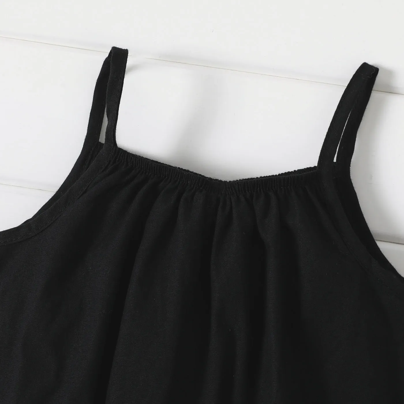 100% Cotton Baby Girl Loose-fit Solid Sleeveless Spaghetti Strap Harem Pants Overalls