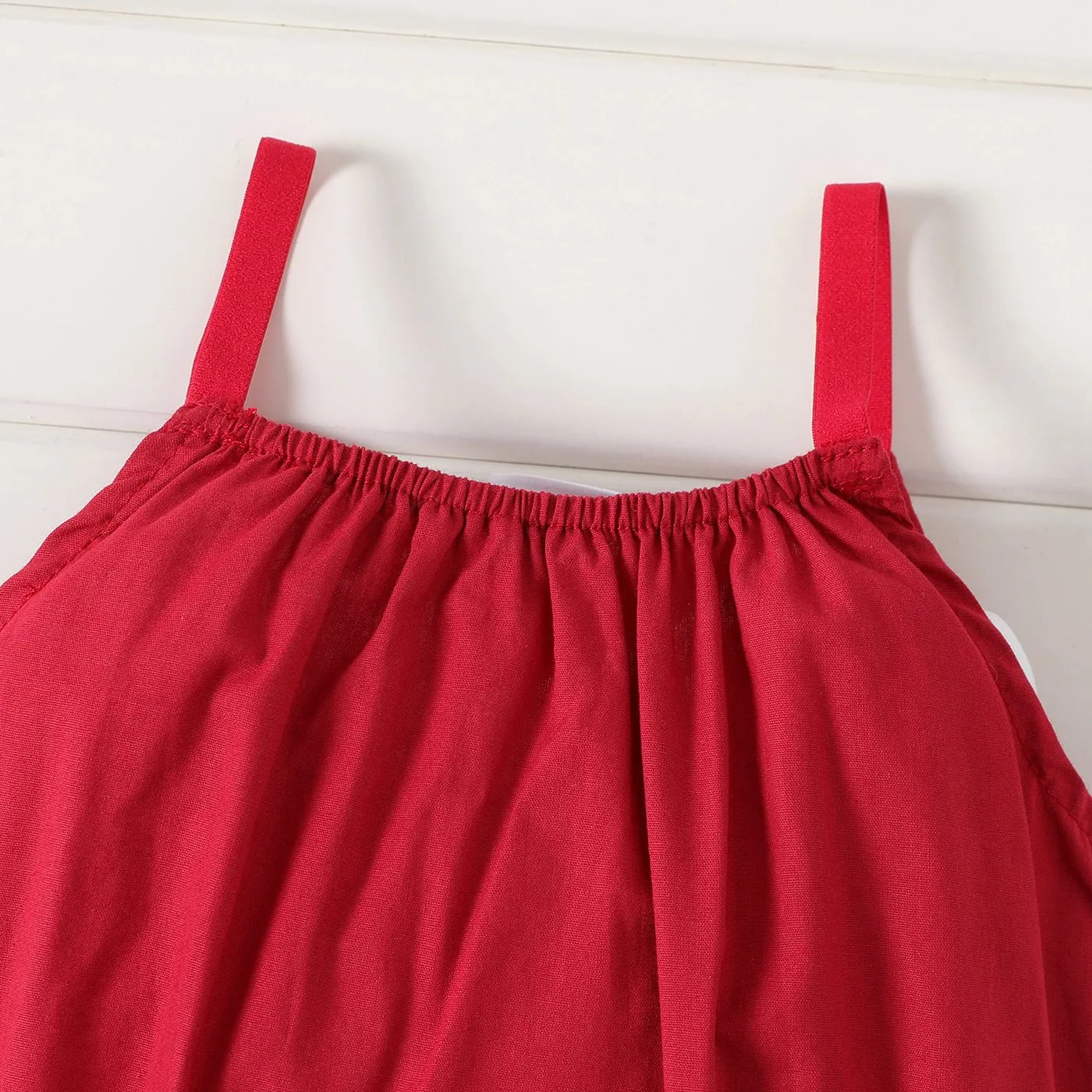 100% Cotton Baby Girl Loose-fit Solid Sleeveless Spaghetti Strap Harem Pants Overalls
