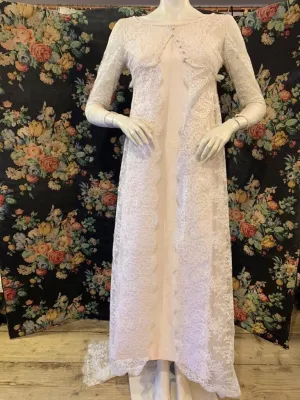 1960s Raw Silk and Lace Wedding Dress Set