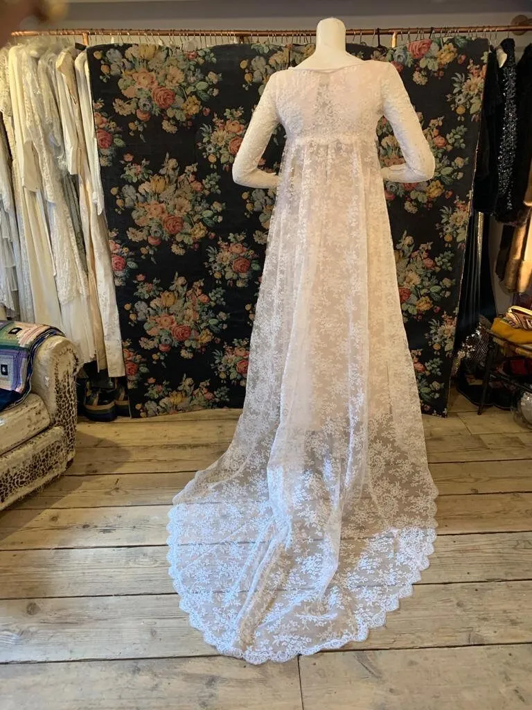 1960s Raw Silk and Lace Wedding Dress Set