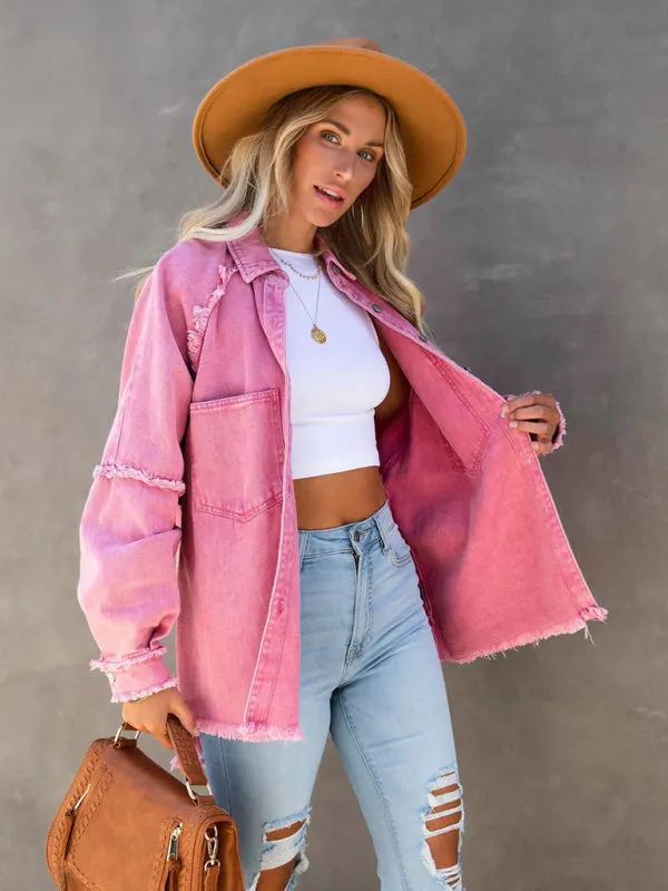 Camilla Casual Fringed Ripped Loose Denim Jacket