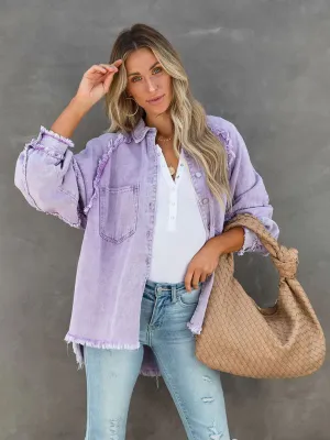 Camilla Casual Fringed Ripped Loose Denim Jacket