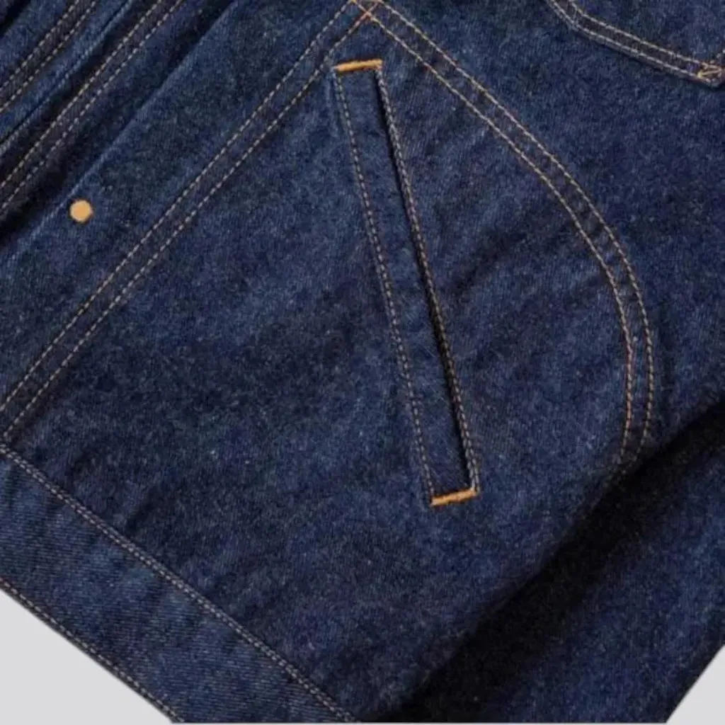 Casual regular dark men's denim jacket