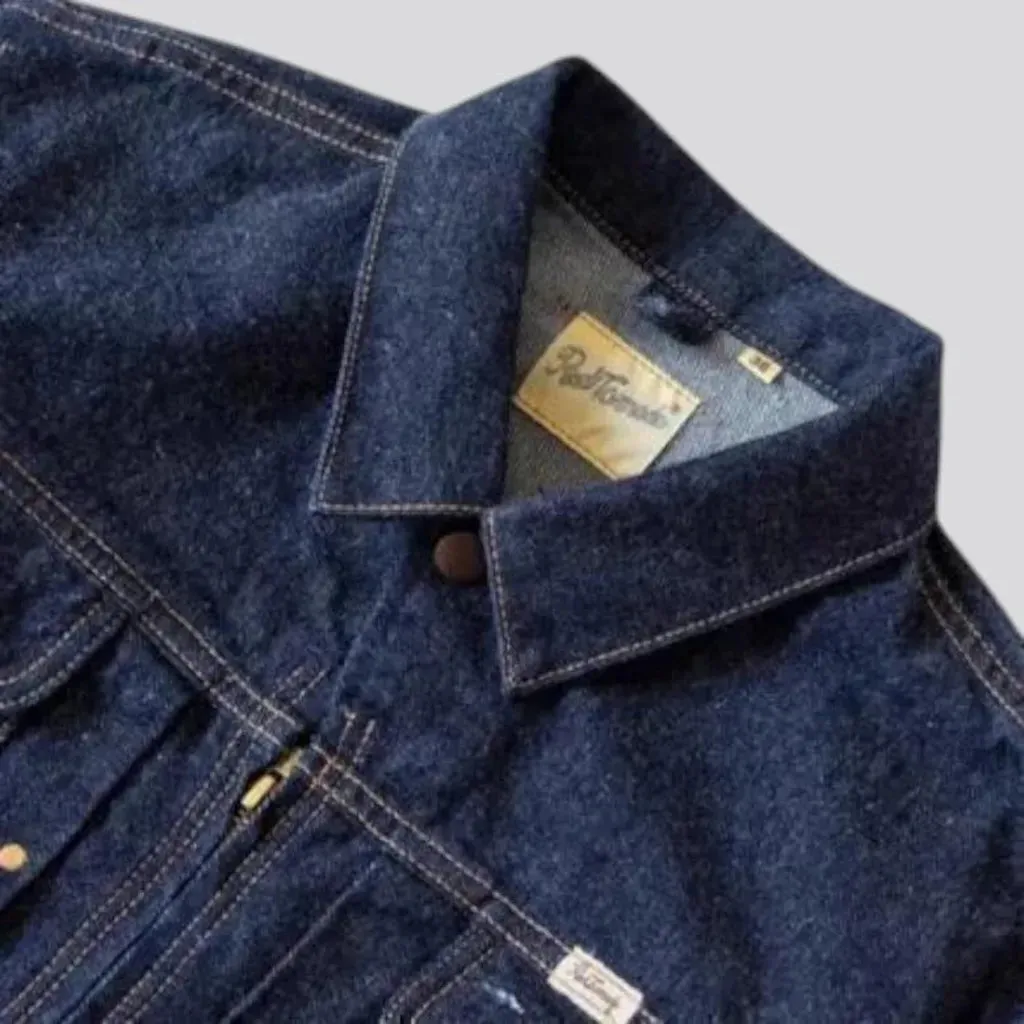 Casual regular dark men's denim jacket