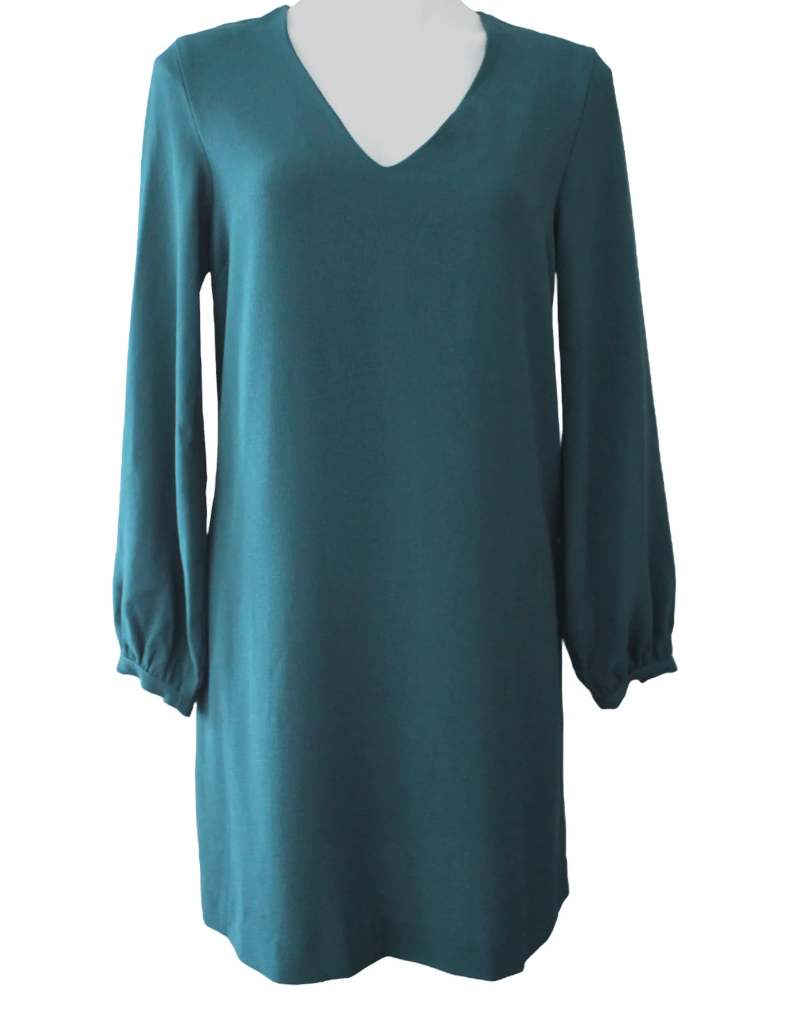Dark Autumn Pine V-Neck Shift Dress
