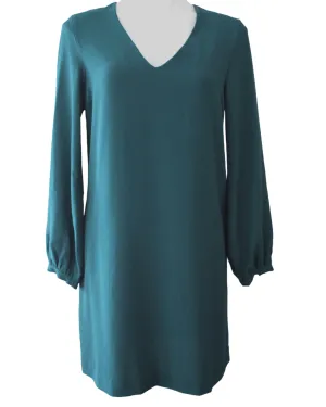 Dark Autumn Pine V-Neck Shift Dress