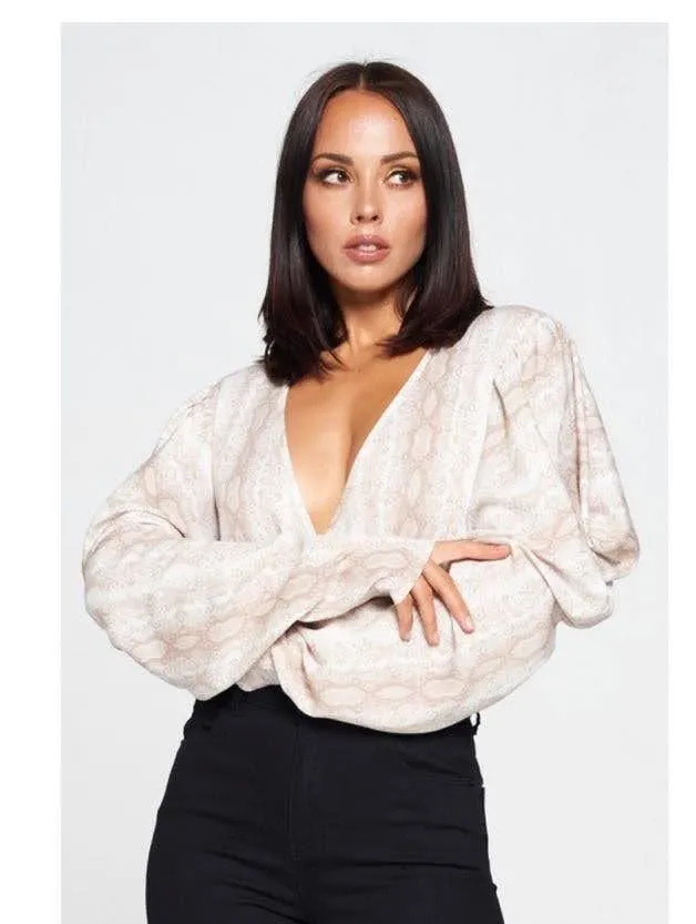Deep V-neck Bodysuit Blouse