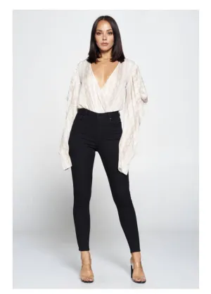 Deep V-neck Bodysuit Blouse