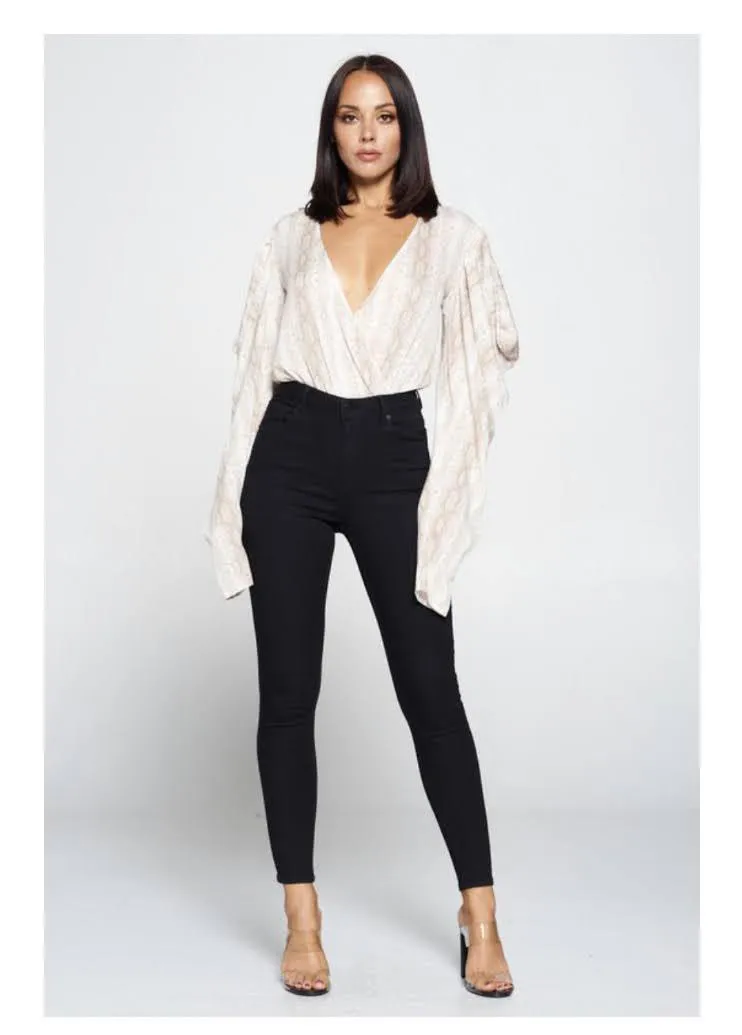 Deep V-neck Bodysuit Blouse