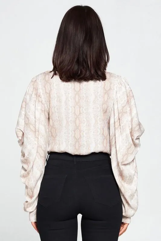 Deep V-neck Bodysuit Blouse