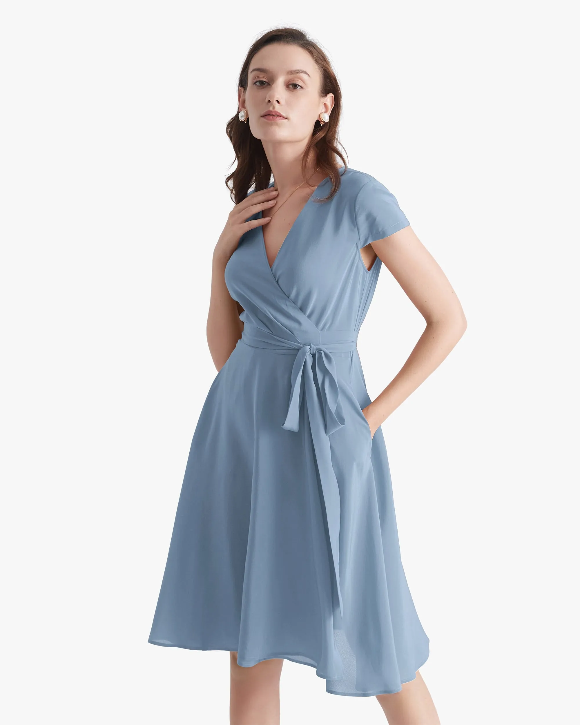 Figure Flattering Silk Wrap Dress