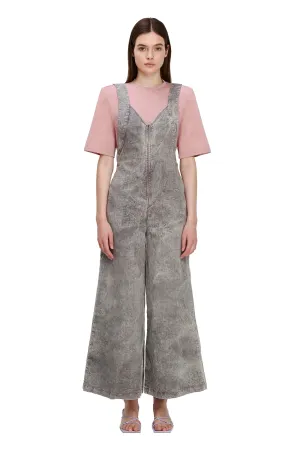 Gray Sleeveless V-Neck Denim Wide-Leg Full-Length Casual Jumpsuit JUMPER