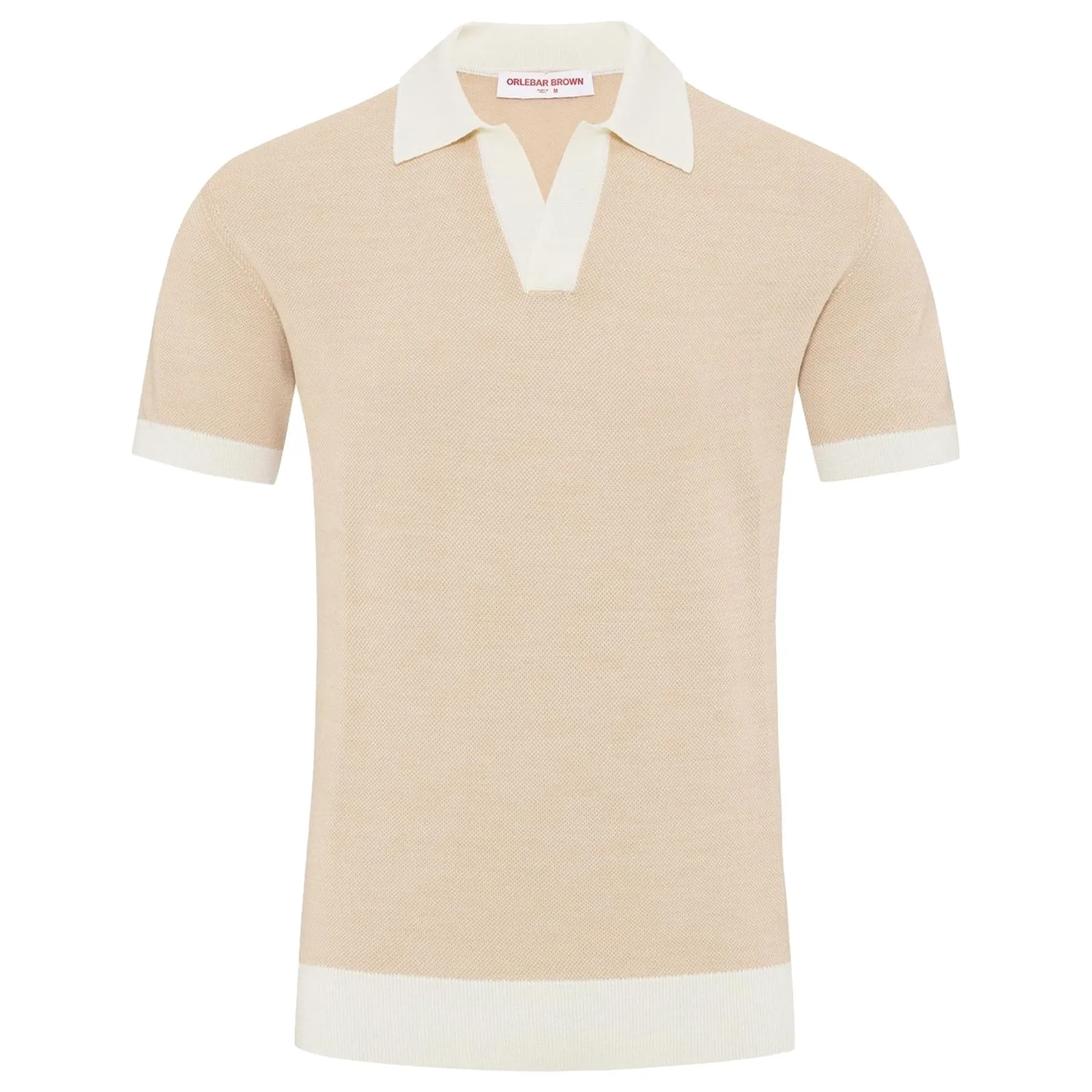 Horton Contrast Polo White Sand/Biscuit - 2024