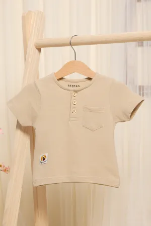 Infant Boys Beige Henley T-Shirt