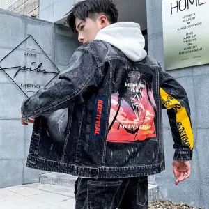 Men Denim Jacket Autumn Denim Coat Jacket Men's Casual