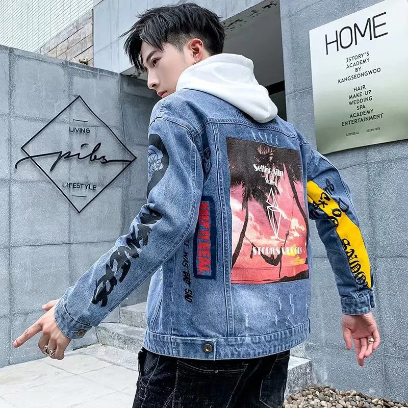 Men Denim Jacket Autumn Denim Coat Jacket Men's Casual