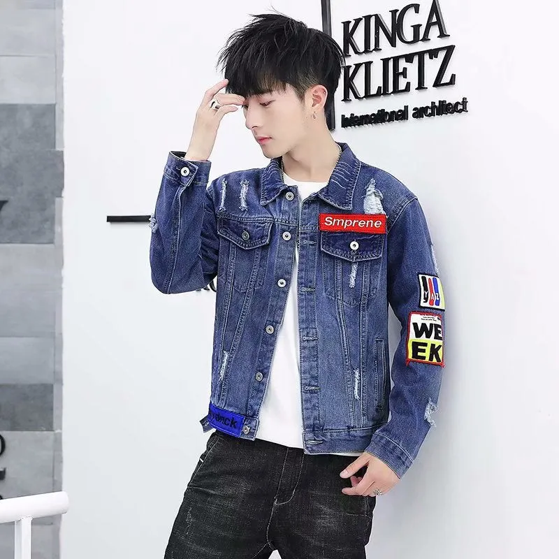 Men Denim Jacket Men's Spring and Autumn Fashion Casual