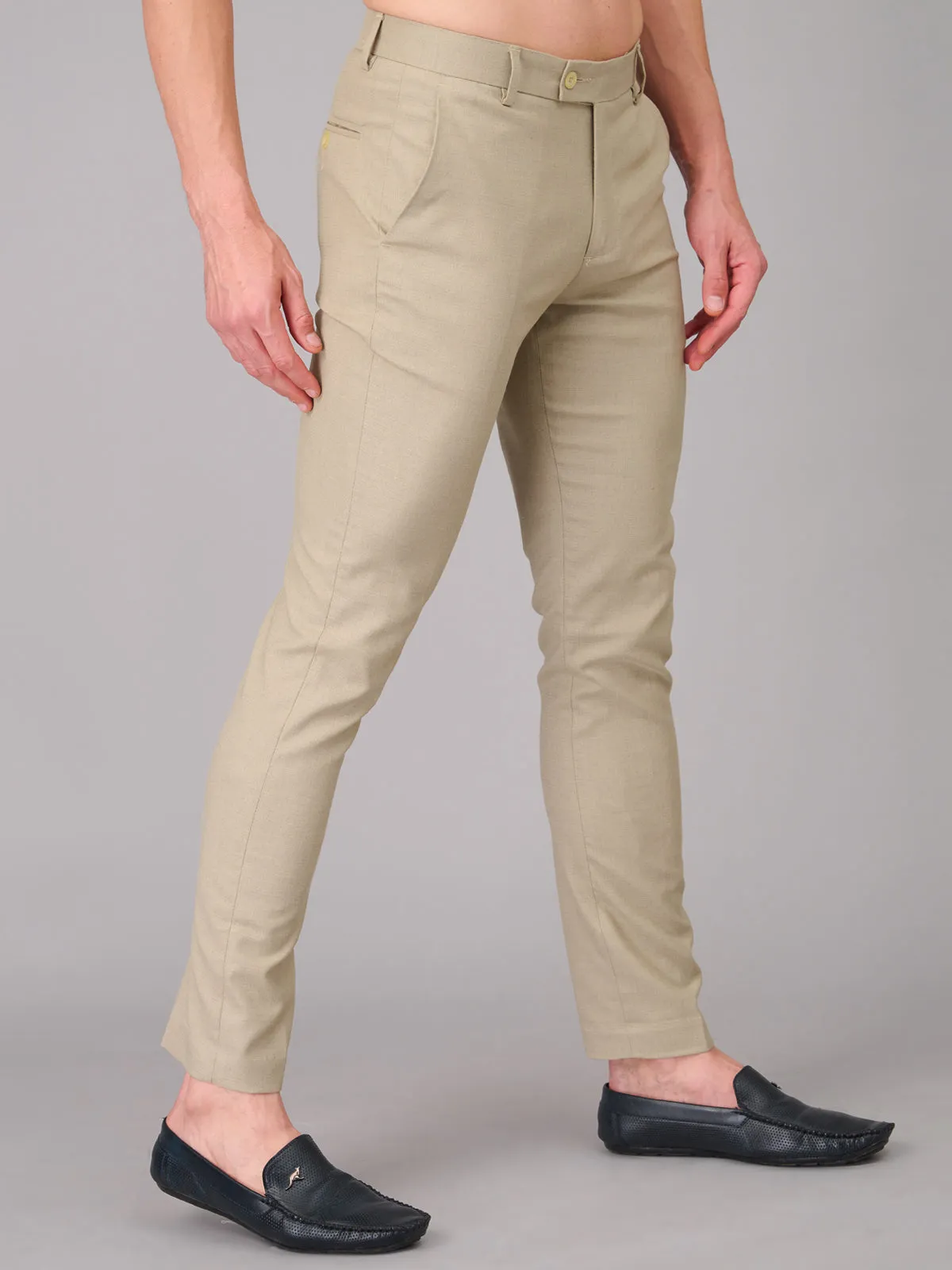 Men Ivory Comfort Fit Trousers (GBFRMTR1204)