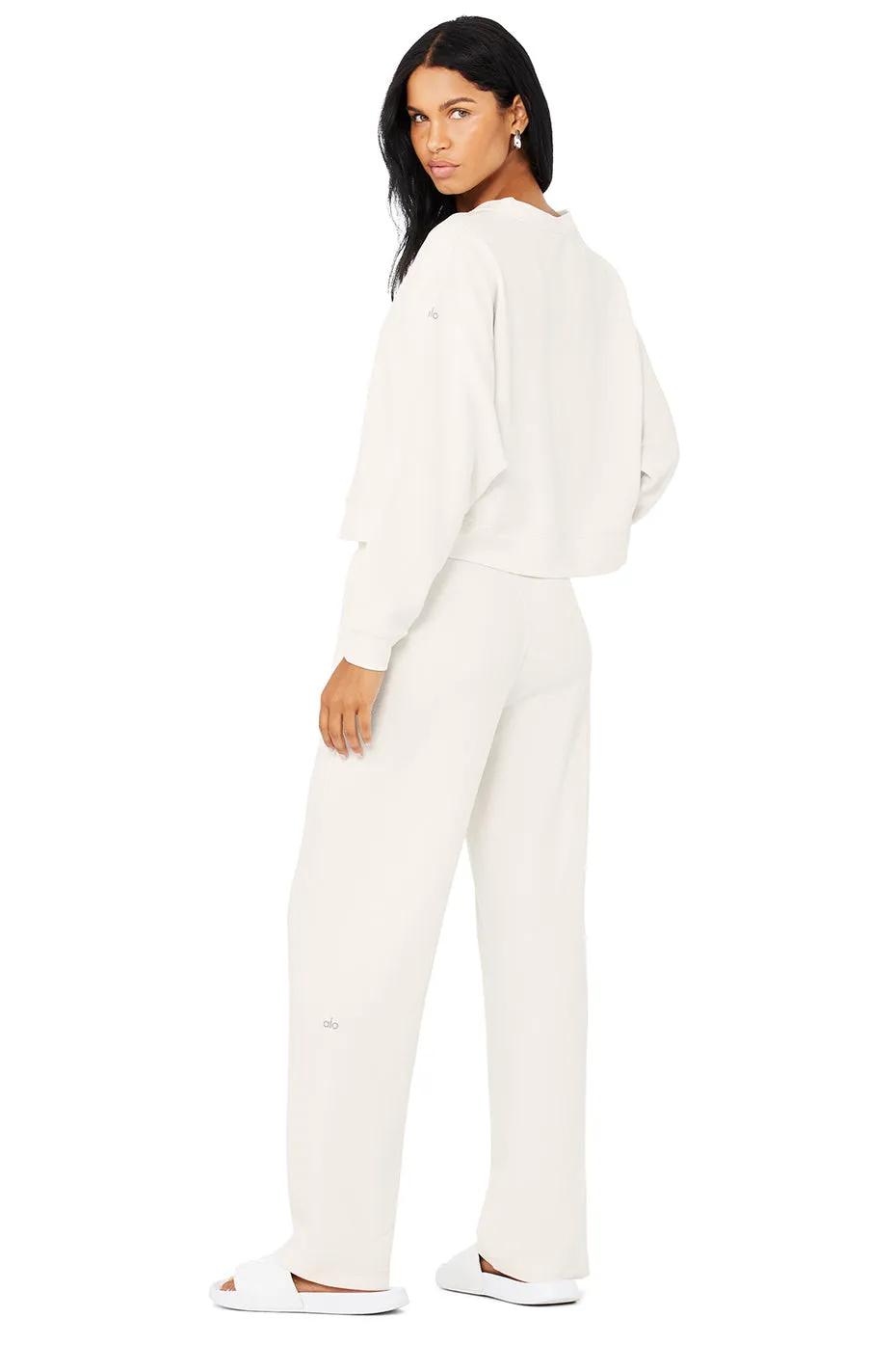Micro Waffle Pleasant Cropped Henley & Micro Waffle High-Waist Pleasant Wide Leg Pant Set