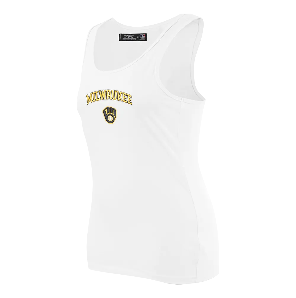 MLB MILWAUKEE BREWERS CLASSIC WOMEN'S RELAXED FIT RACERBACK (WHITE)