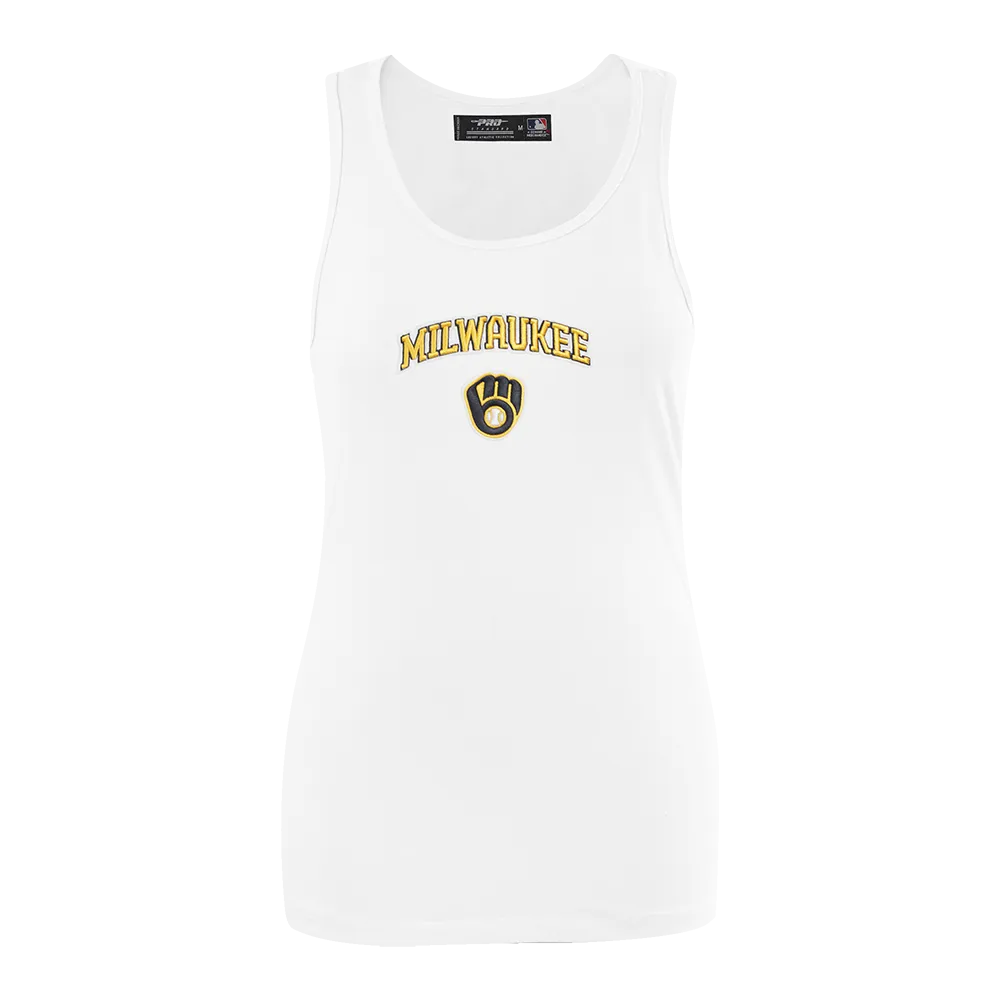 MLB MILWAUKEE BREWERS CLASSIC WOMEN'S RELAXED FIT RACERBACK (WHITE)