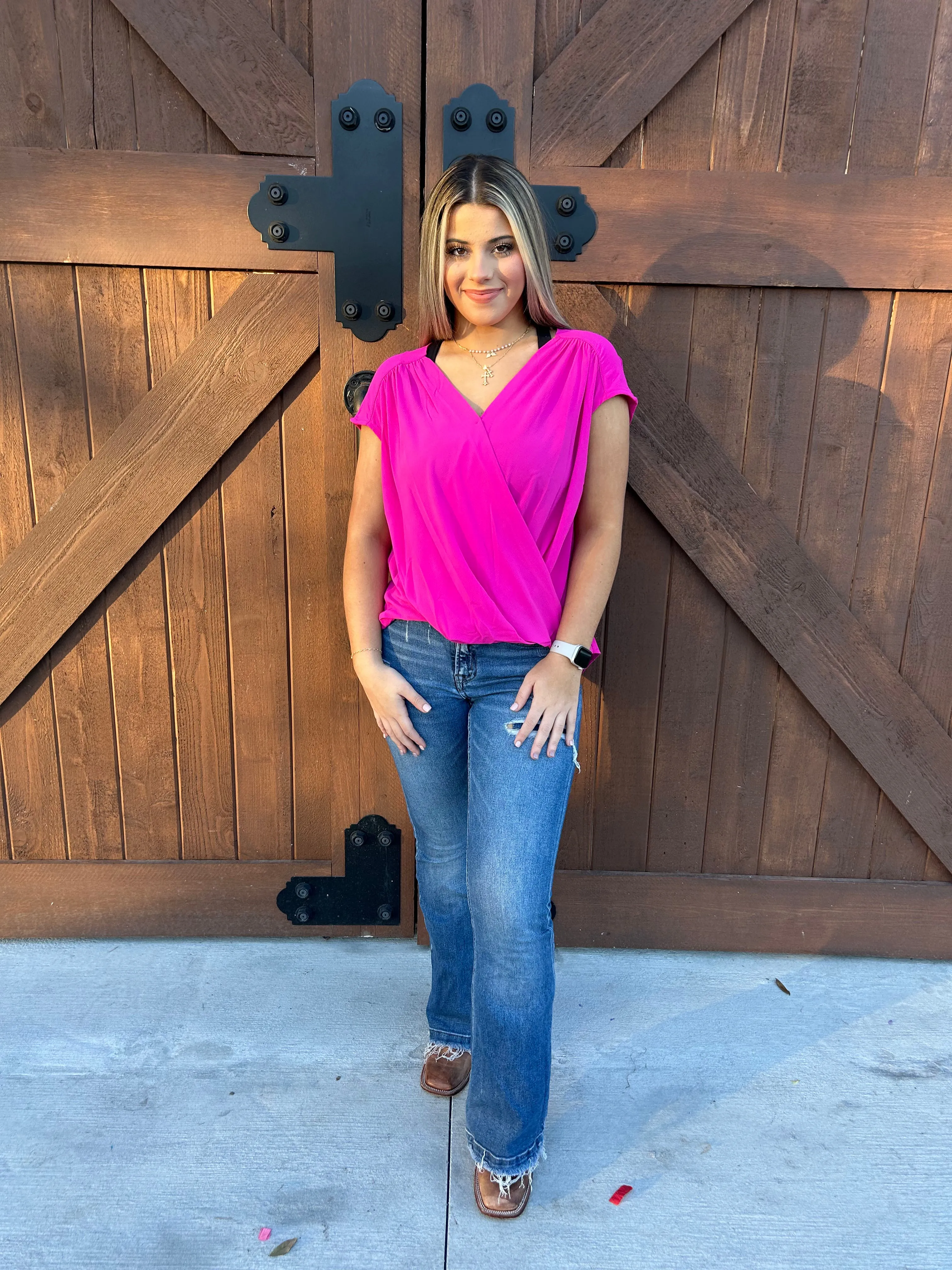 Sadie Short Sleeve Blouse - Pink
