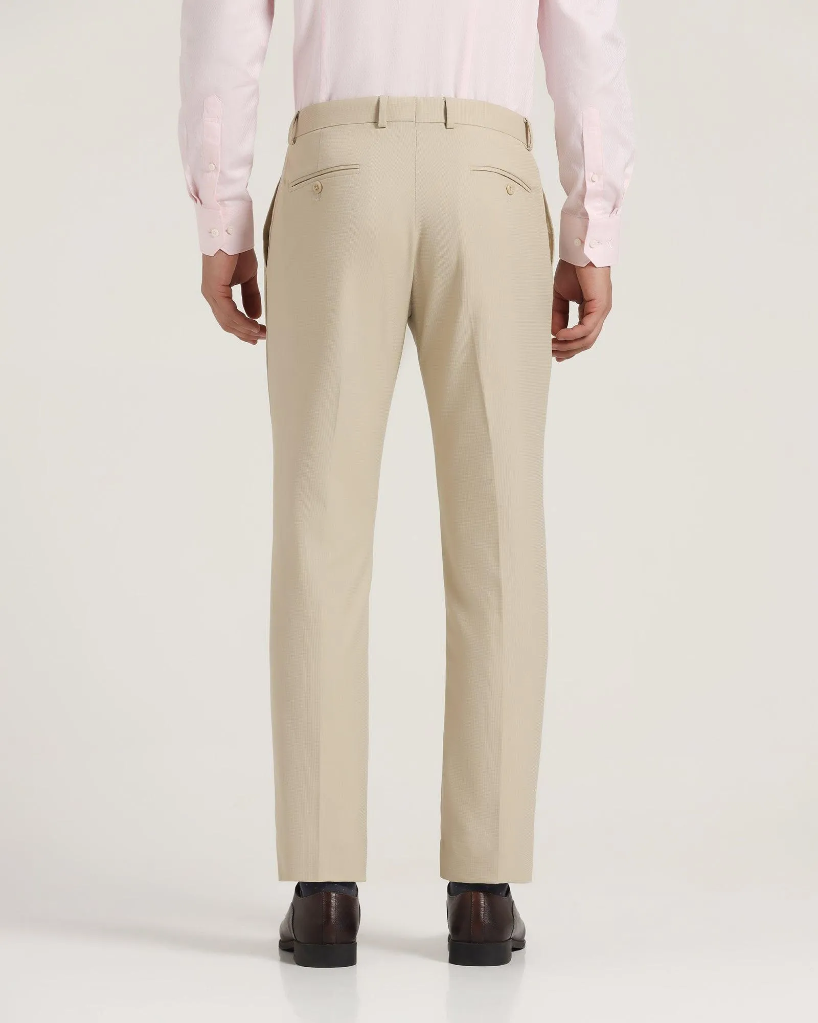 Slim Comfort B-95 Formal Beige Textured Trouser - Lotus
