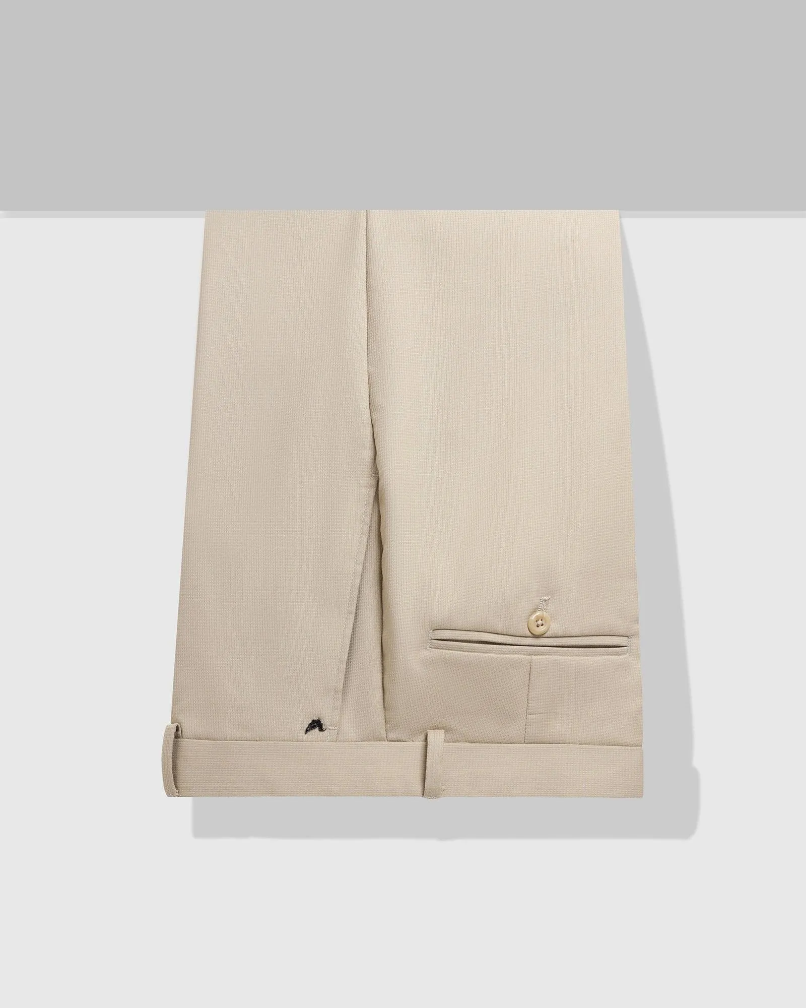 Slim Comfort B-95 Formal Beige Textured Trouser - Lotus