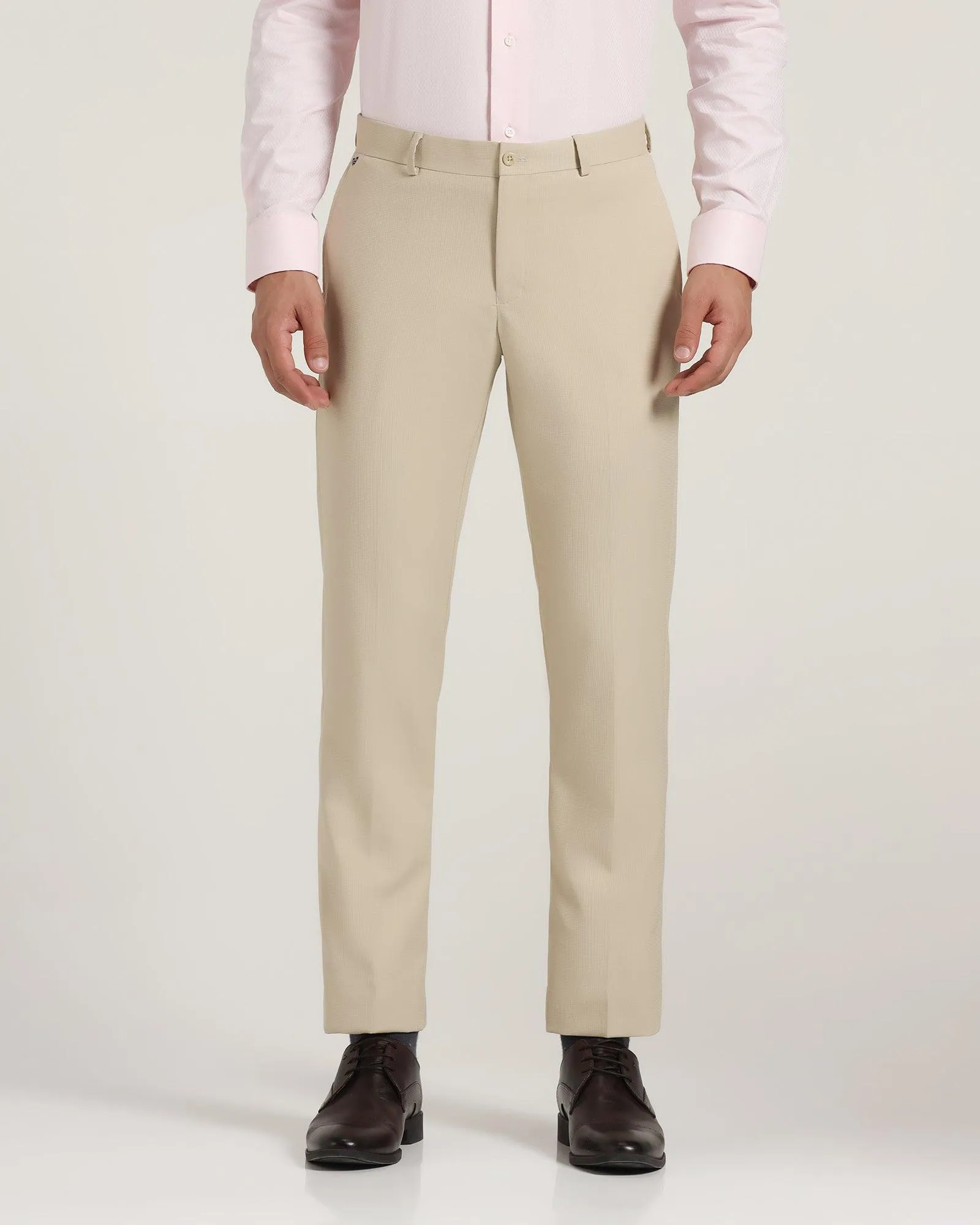 Slim Comfort B-95 Formal Beige Textured Trouser - Lotus