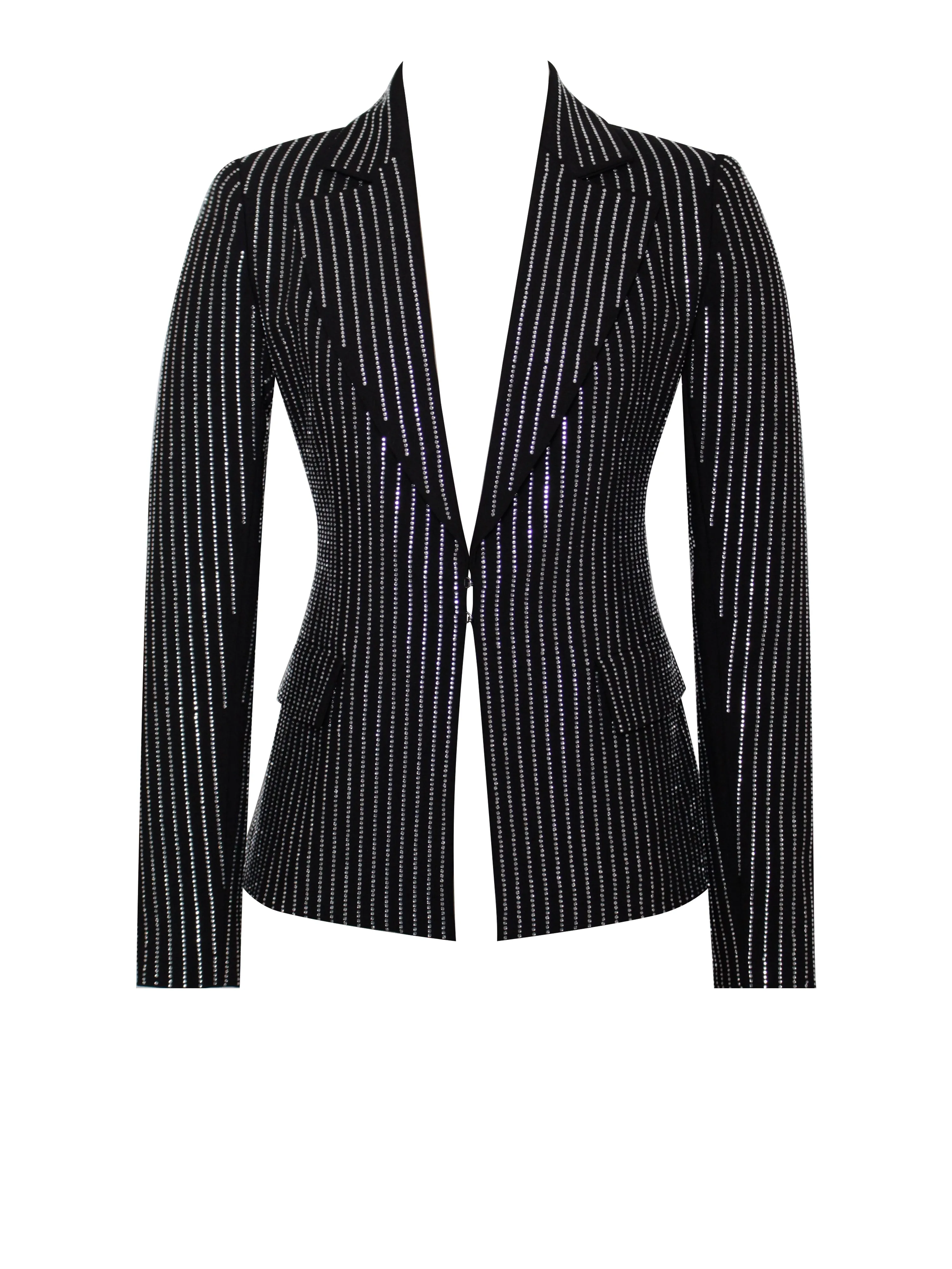 Teagan Black Stylish Crystal Blazer Jacket