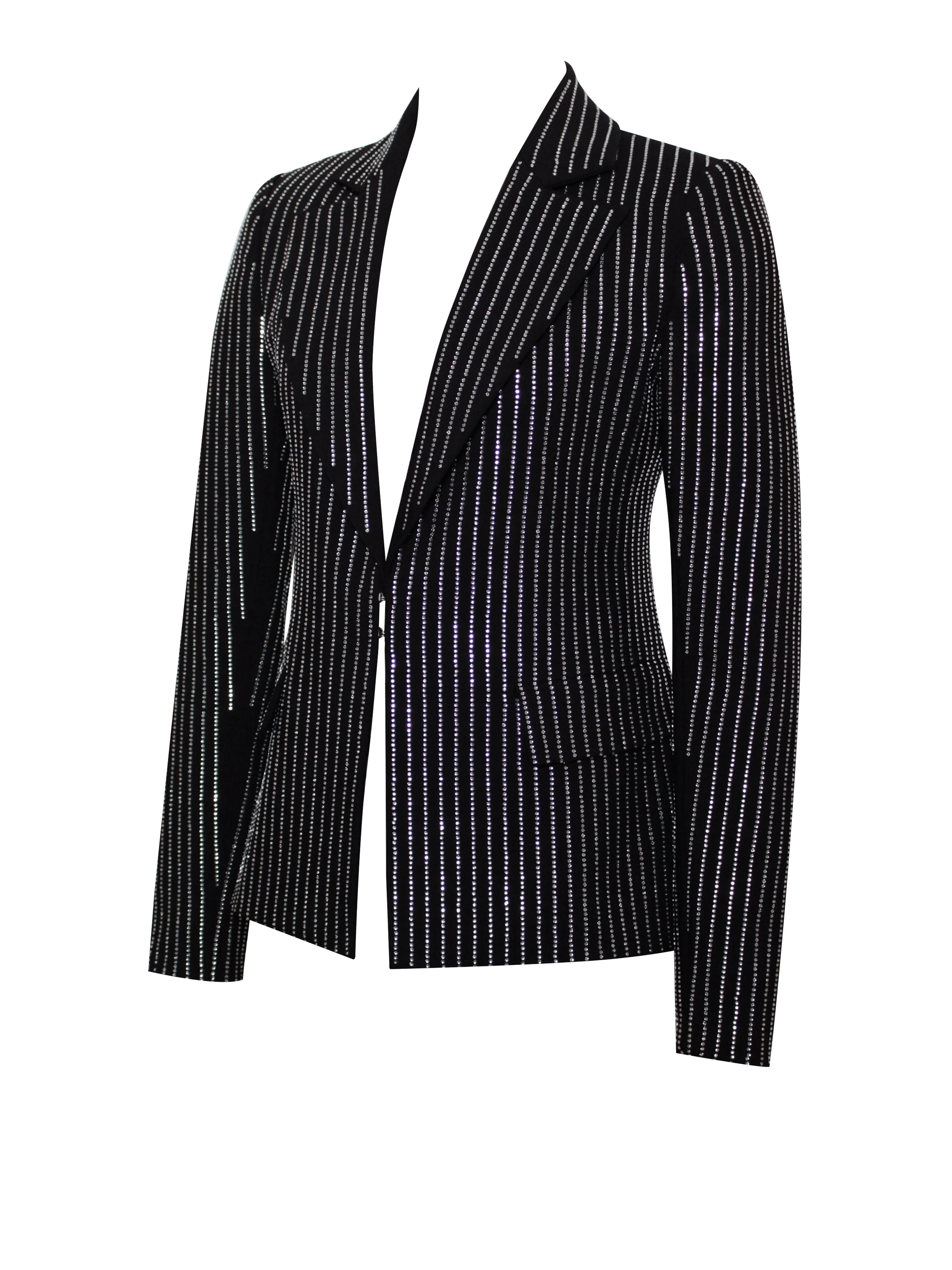 Teagan Black Stylish Crystal Blazer Jacket