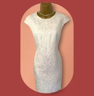 Ted Baker Cream Jacquard Shift Dress UK 8 US 4 EU 36