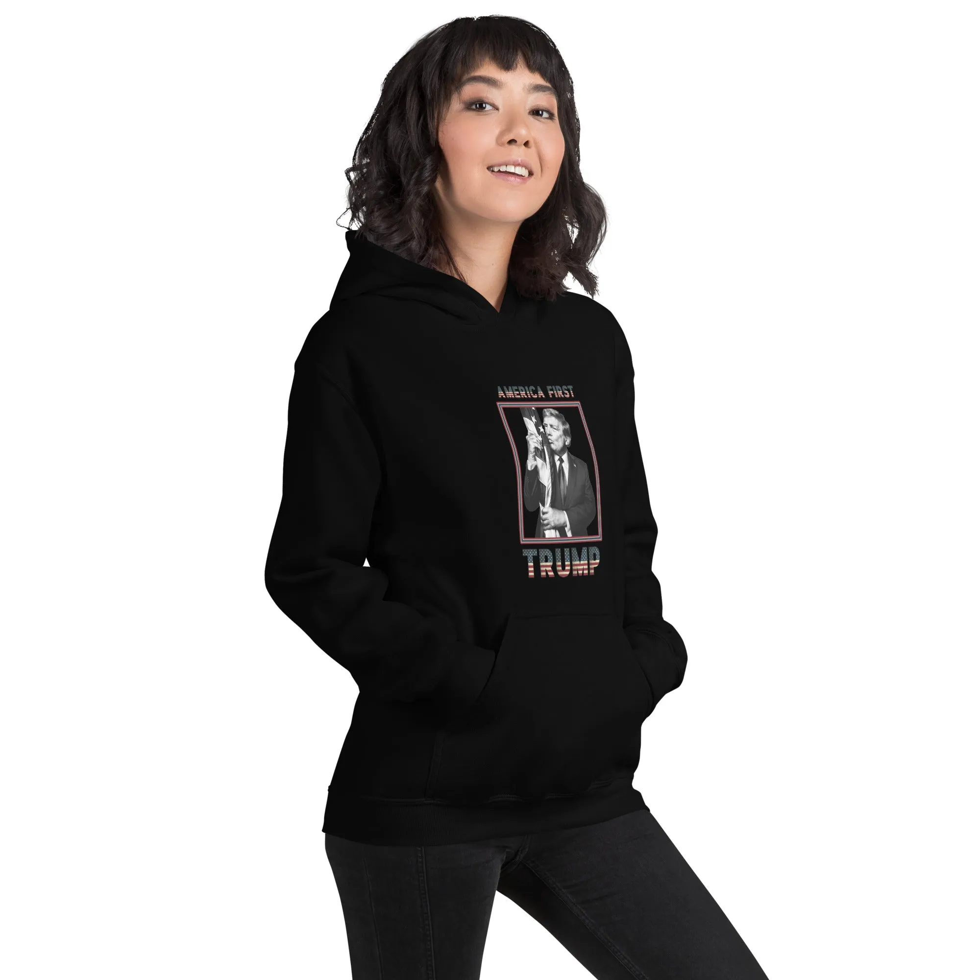 Trump America First Unisex Hoodie – Cozy, Stylish & Durable