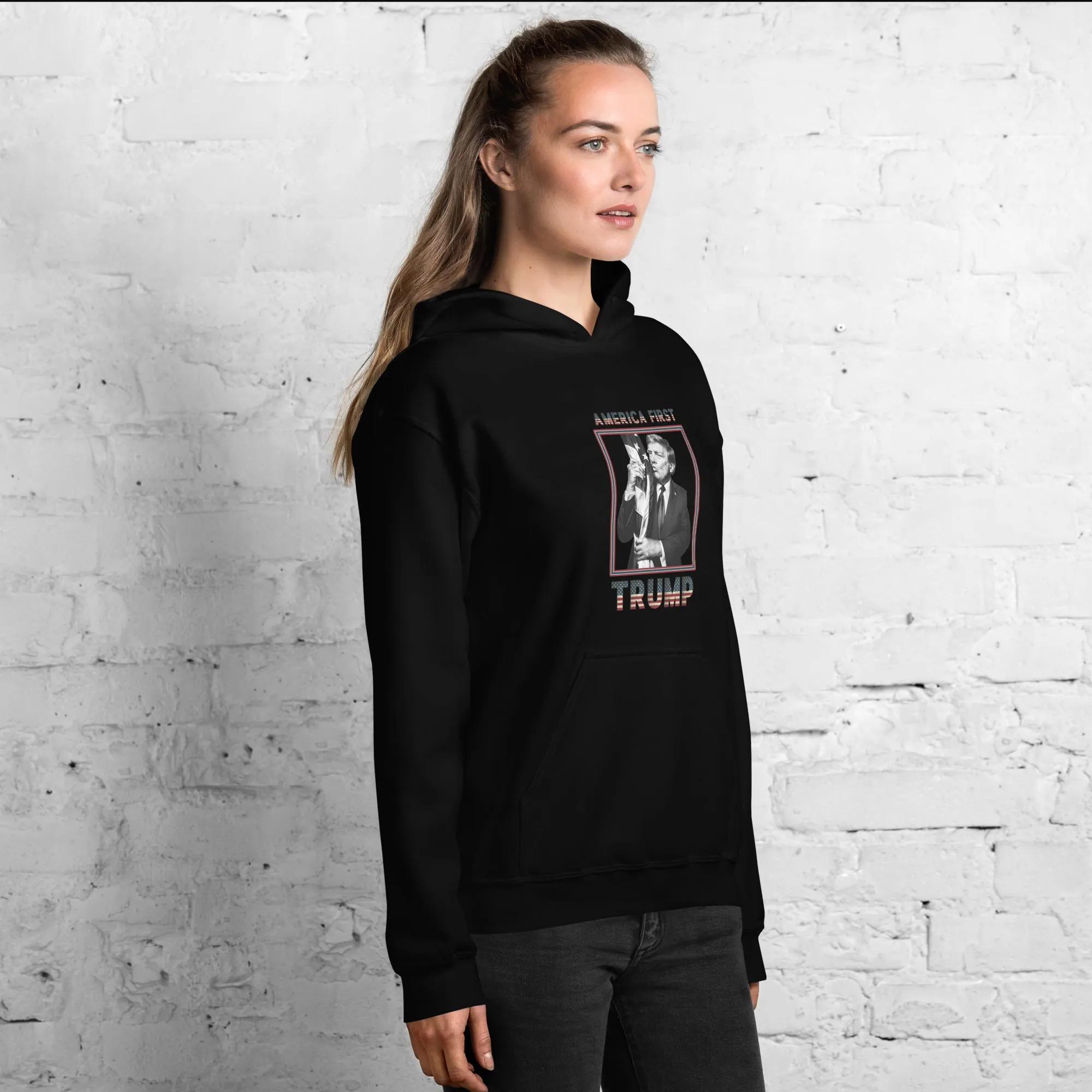 Trump America First Unisex Hoodie – Cozy, Stylish & Durable