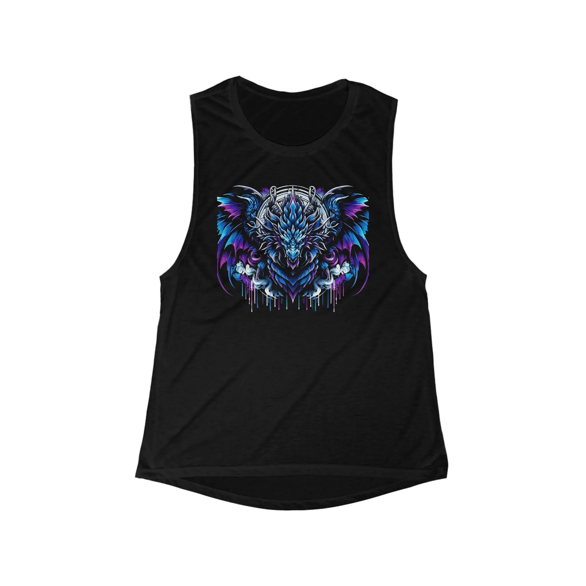 Women's Flowy Scoop Muscle Tank - Blue Electric Dragon